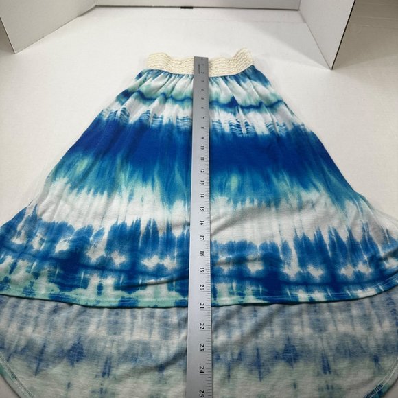 Btween Girl's Size 12 Skirt Hi Low Two Snags On Waistband Tie Die Blue Preowned - Picture 7 of 10